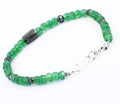 Certified Emerald Gemstone Bracelet With Black Diamond Bead, Great Luster - ZeeDiamonds