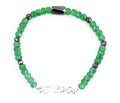 Certified Emerald Gemstone Bracelet With Black Diamond Bead, Great Luster - ZeeDiamonds