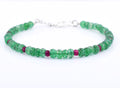 Certified Emerald Gemstone & Ruby Bead Bracelet, Great Shine & Luster - ZeeDiamonds