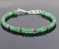 Certified Emerald Gemstone & Ruby Bead Bracelet, Great Shine & Luster - ZeeDiamonds