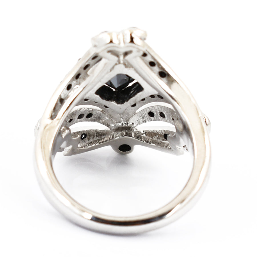 1 Ct Black Diamond Solitaire Ring With Black Diamond Accents - ZeeDiamonds