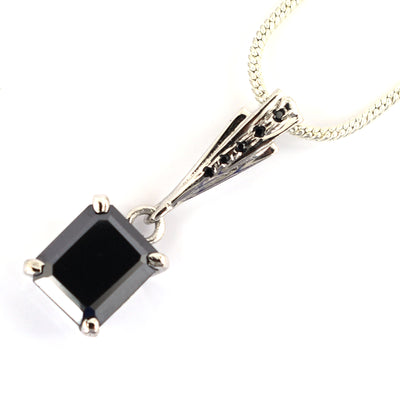 3.15 Ct Black Diamond Designer Pendant with Black Accents on Loop - ZeeDiamonds