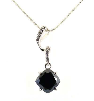 3.50 Ct Black Diamond Designer Pendant with White Accents on Loop - ZeeDiamonds