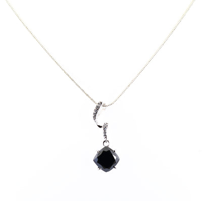 3.50 Ct Black Diamond Designer Pendant with White Accents on Loop - ZeeDiamonds