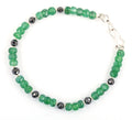 Certified 5mm Emerald Gemstone Bracelet With 4mm Black Diamond Bead - ZeeDiamonds