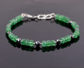 Certified 5mm Emerald Gemstone Bracelet With 4mm Black Diamond Bead - ZeeDiamonds