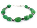 5.12 mm Emerald Beads with Black Diamond Silver Moti Bracelet - ZeeDiamonds