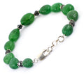 5.12 mm Emerald Beads with Black Diamond Silver Moti Bracelet - ZeeDiamonds