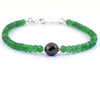 5mm Emerald Gemstone Bracelet With 8mm Black Diamond Bead - ZeeDiamonds