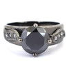 1-3 Ct Black Diamond Solitaire Ring With Diamond Accents - ZeeDiamonds