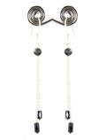 Round & Pipe Shape, Black Diamond Fancy Dangler Earrings in 925 Silver - ZeeDiamonds