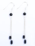 Round & Pipe Shape, Black Diamond Fancy Dangler Earrings in 925 Silver - ZeeDiamonds