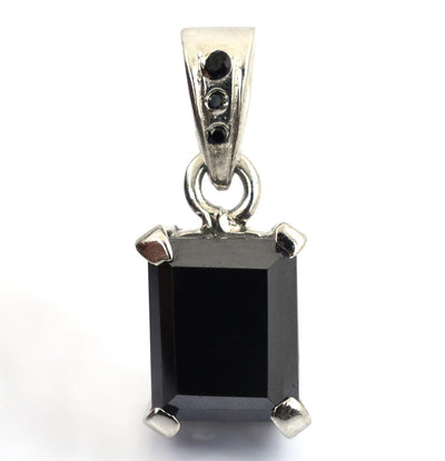 5.80 Ct AAA Quality Black Diamond Solitaire Pendant in White Gold Finish - ZeeDiamonds
