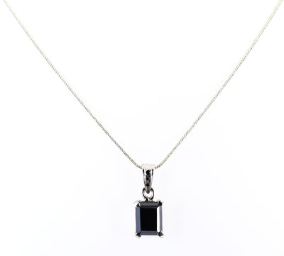 5.80 Ct AAA Quality Black Diamond Solitaire Pendant in White Gold Finish - ZeeDiamonds