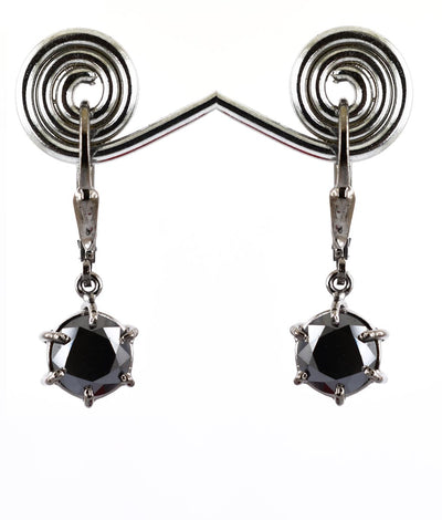 3 Ct Certified Black Diamond Solitaire Dangler Earring With 6 Prong Setting - ZeeDiamonds