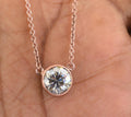 2 Ct AAA Certified Round Off-White Diamond Pendant in Bezel Setting - ZeeDiamonds