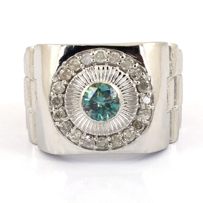 0.65 Ct Certified Blue Diamond Wedding Ring with Rose-Cut Diamond Accents - ZeeDiamonds