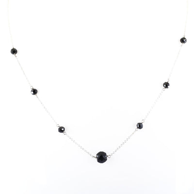 8-4 mm Certified Black Diamond Beads Chain Designer Necklace - ZeeDiamonds