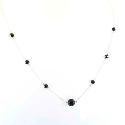 8-4 mm Certified Black Diamond Beads Chain Designer Necklace - ZeeDiamonds