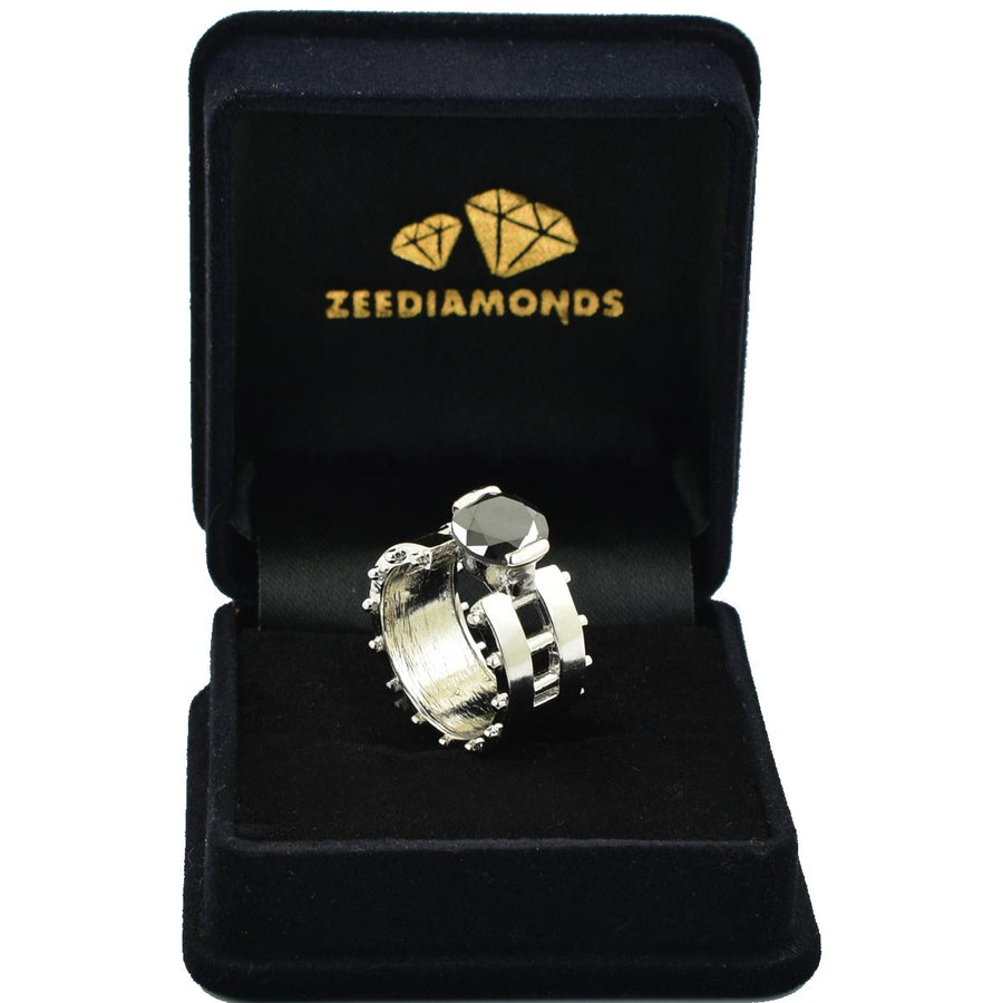 1-1.5 Ct Black Diamond Solitaire Ring in 925 Sterling Silver - ZeeDiamonds