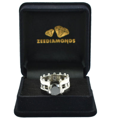 1-1.5 Ct Black Diamond Solitaire Ring in 925 Sterling Silver - ZeeDiamonds