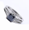 2 Ct Princess Cut Black Diamond & white Diamond Accents, Beautiful Engagement Ring - ZeeDiamonds