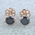 7 mm, 3 Carat Round Shape Black Diamond Solitaire Studs, Great Shine - ZeeDiamonds