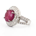 5Ct Natural Ruby Gemstone Ring With VVS White Diamond Accents - ZeeDiamonds