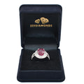 5Ct Natural Ruby Gemstone Ring With VVS White Diamond Accents - ZeeDiamonds