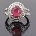 5Ct Natural Ruby Gemstone Ring With VVS White Diamond Accents - ZeeDiamonds