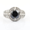 1.5 Ct Black Diamond Designer Ring With White Diamond Accents - ZeeDiamonds