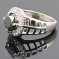 1.5 Ct Black Diamond Designer Ring With White Diamond Accents - ZeeDiamonds