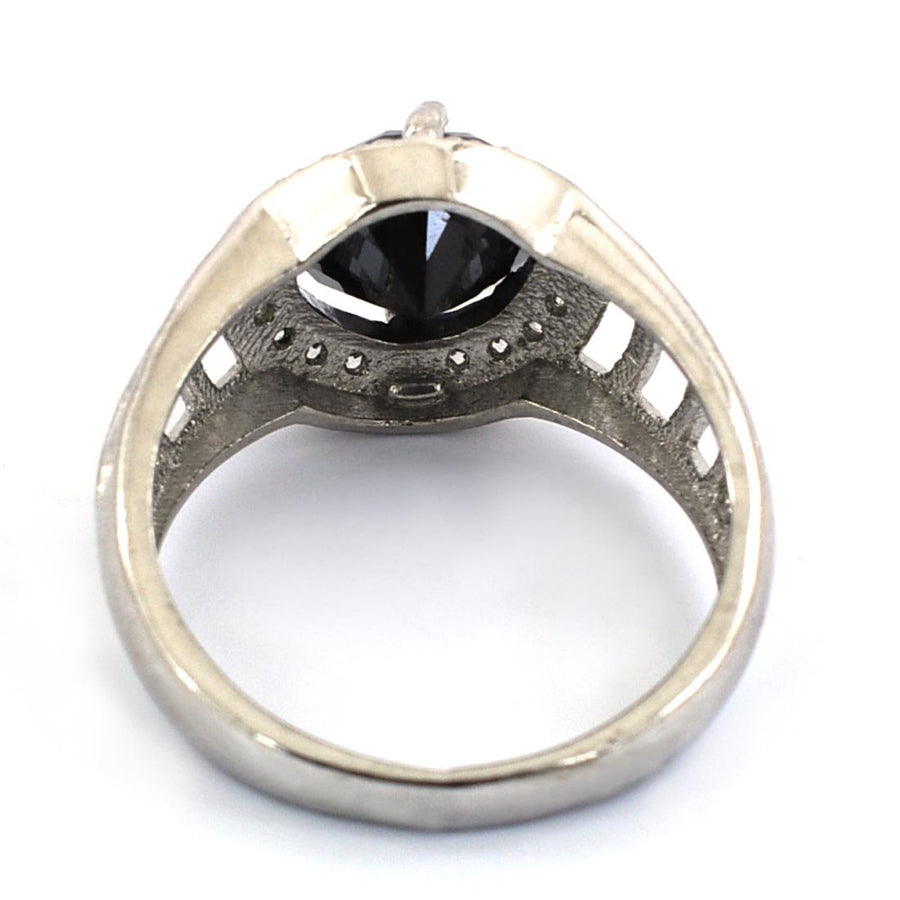 1.5 Ct Black Diamond Designer Ring With White Diamond Accents - ZeeDiamonds