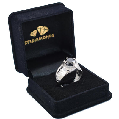 1.75 Ct Black Diamond Ring With White Diamond Accents - ZeeDiamonds