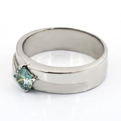 0.60 Ct AAA Certified Blue Diamond Solitaire Ring, Band Style - ZeeDiamonds