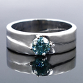 0.60 Ct AAA Certified Blue Diamond Solitaire Ring, Band Style - ZeeDiamonds