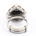 4.50 Ct Black Diamond Solitaire Designer Ring with White Diamond Accents - ZeeDiamonds