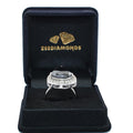 4.50 Ct Black Diamond Solitaire Designer Ring with White Diamond Accents - ZeeDiamonds