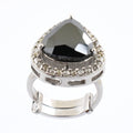 4.50 Ct Black Diamond Solitaire Designer Ring with White Diamond Accents - ZeeDiamonds