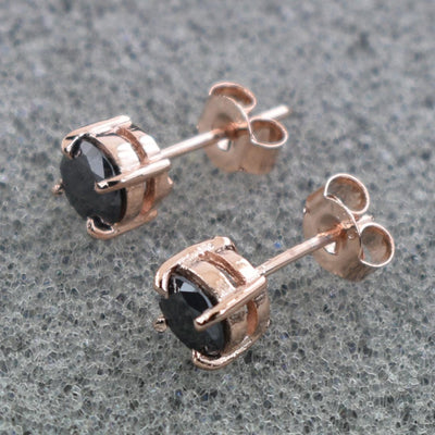 2.50 Ct AAA Certified Black Diamond Studs in 925 Silver, Great Luster - ZeeDiamonds