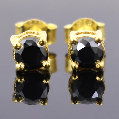 3 Ct AAA Certified Black Diamond Studs in 925 Silver, Prong Style - ZeeDiamonds