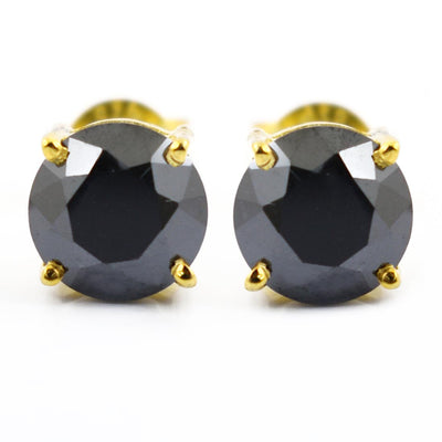 3.50 Ct AAA Certified Black Diamond Studs in 925 Silver, Great Shine - ZeeDiamonds