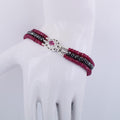 3 Rows Ruby Gemstone Bracelet with Black Diamond Beads with Ruby Clasp - ZeeDiamonds