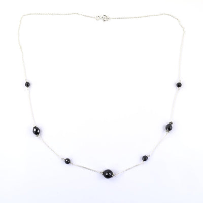 4-5mm, Fancy Black Diamond Beads Chain Necklace for Women's - ZeeDiamonds