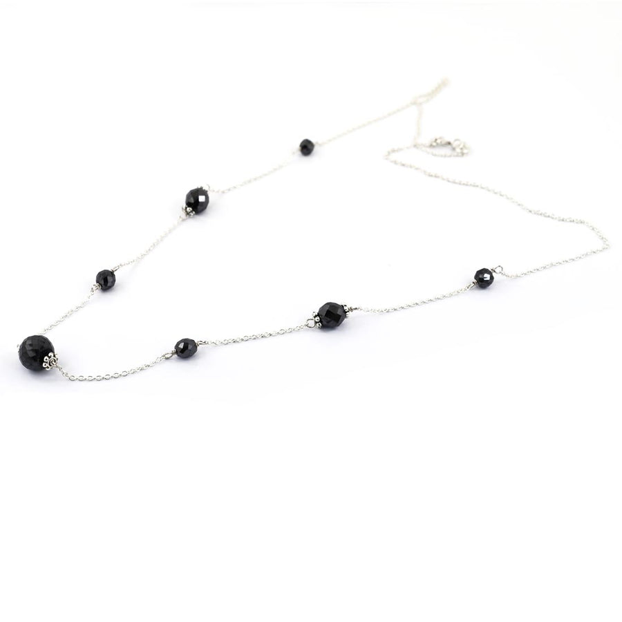 4-5mm, Fancy Black Diamond Beads Chain Necklace for Women's - ZeeDiamonds