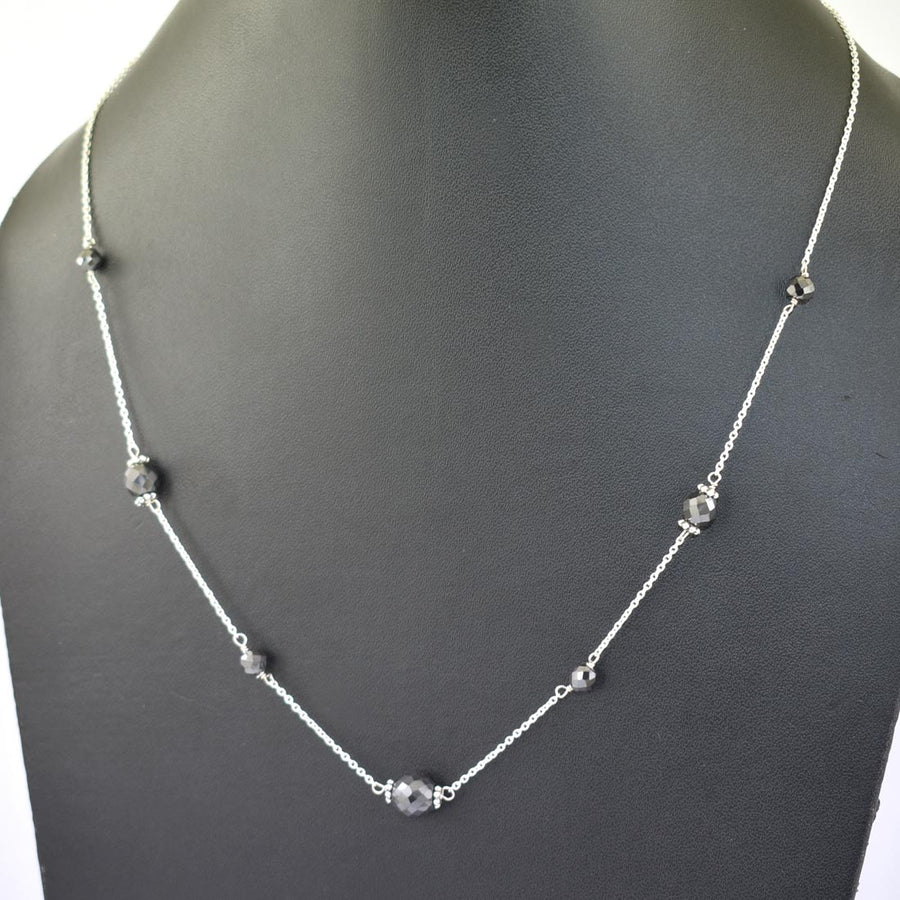4-5mm, Fancy Black Diamond Beads Chain Necklace for Women's - ZeeDiamonds