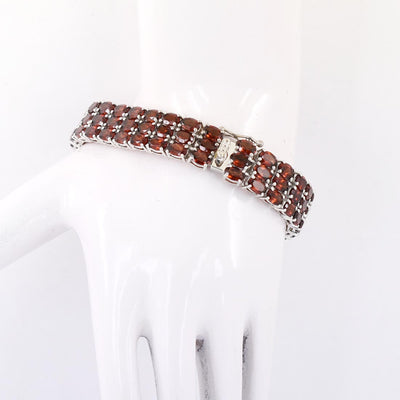 0.85 Ct, 100% Certified Red Garnet Gemstone Designer Bracelet, Gift For Birthday - ZeeDiamonds
