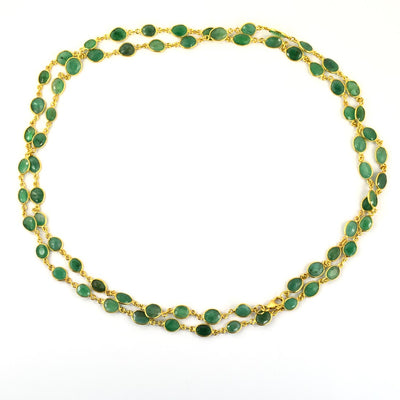 Emerald Gemstone Beads Necklace In Yellow Gold Finish - ZeeDiamonds