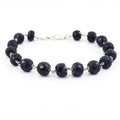 10 mm 100% Certified Blue Sapphire (Neelam) Gemstone Chain Bracelet- Ideal For Gift - ZeeDiamonds