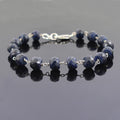 10 mm 100% Certified Blue Sapphire (Neelam) Gemstone Chain Bracelet- Ideal For Gift - ZeeDiamonds